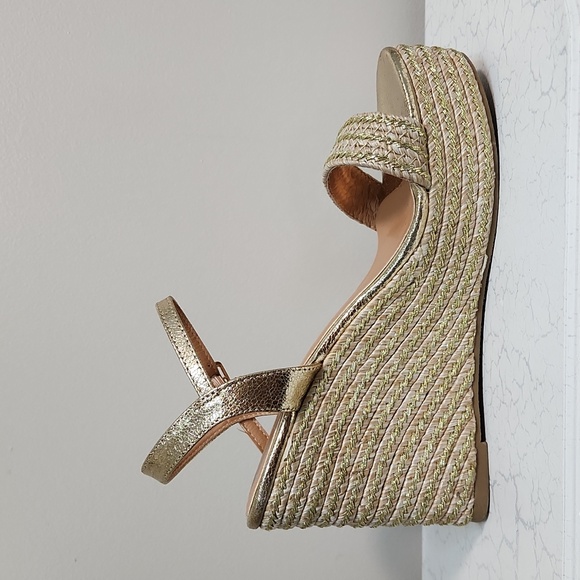🔥FINAL💲⬇️ShuShop Golden Woven Espadrille Platform Sandals, Size 9 ~ EUC - Picture 6 of 10